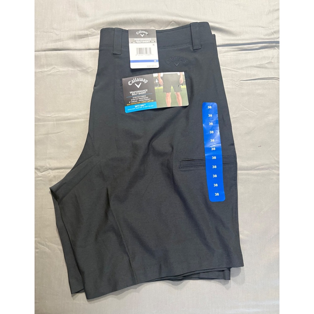 Callaway Mens Performance Golf Shorts Caviar Black 38 CGBSG0V2 Opti-Dri UPF 50